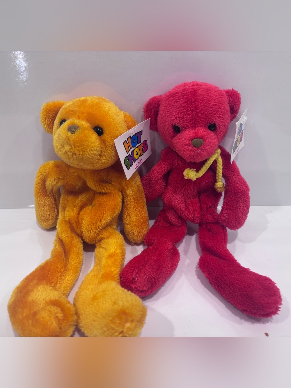NEW NWT Gund Vintage Purple Bear HOTSHOTS Teddy Plush Stuffed Animal 11” set of2